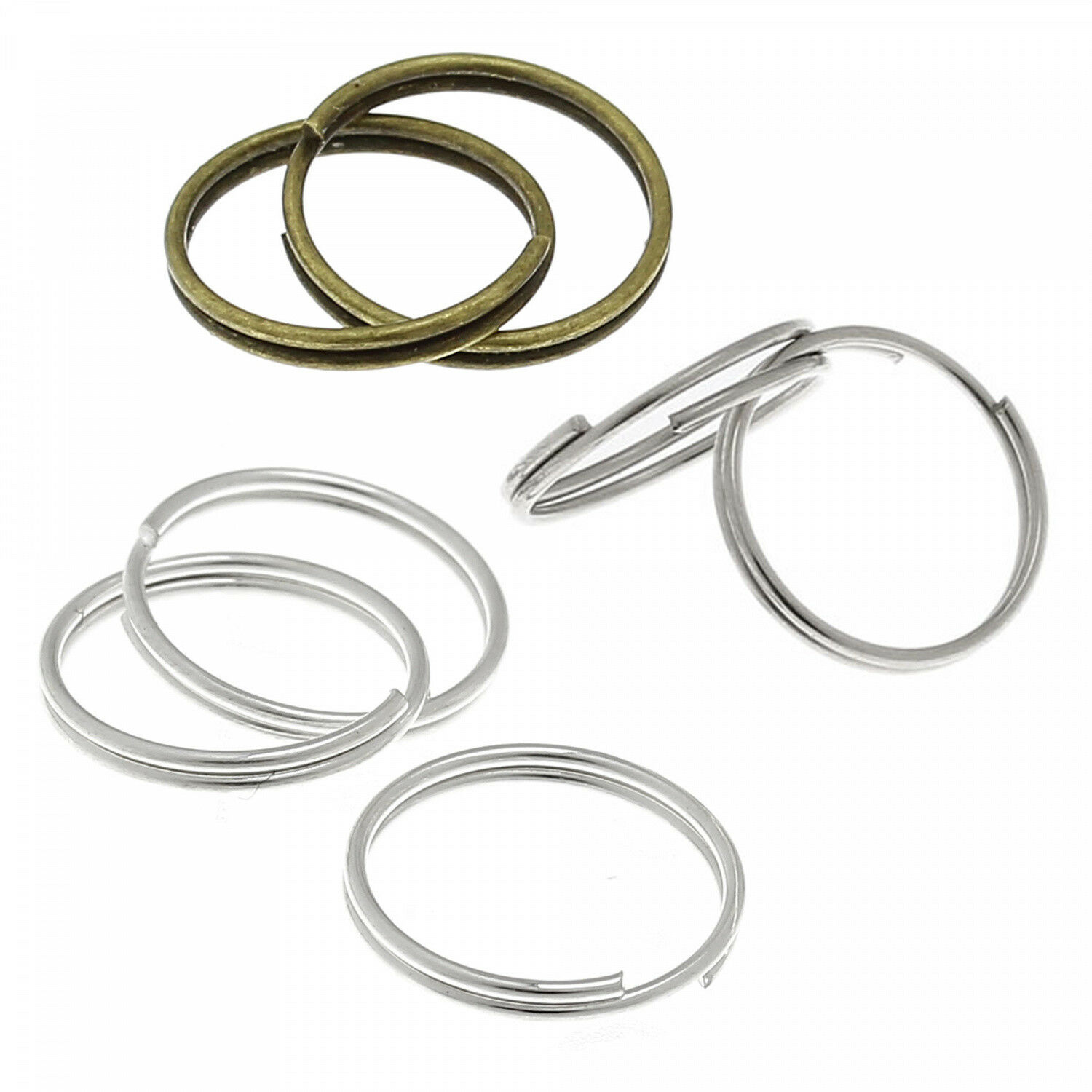 Metall Ringe 12mm Silber Spiralringe Spaltringe Ösen Verbinder Schlüsselring 