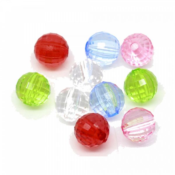 200 fein facettierte Perlen 8mm Farben Mix Kunststoff Acryl faceted Spacer Beads
