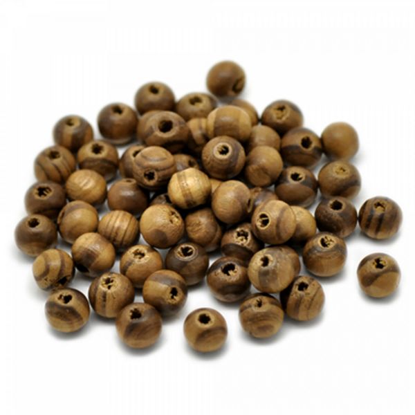 100 Streifen Holzperlen 8mm Fädelloch 2mm kaffee braun Holz Perlen wood beads