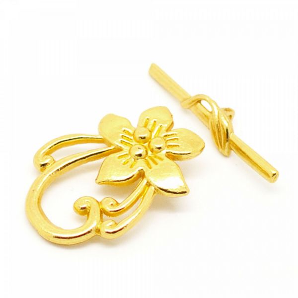 10 Blumen Toggle Verschlüsse 30mm gold XL Knebel Verschluss Schließe