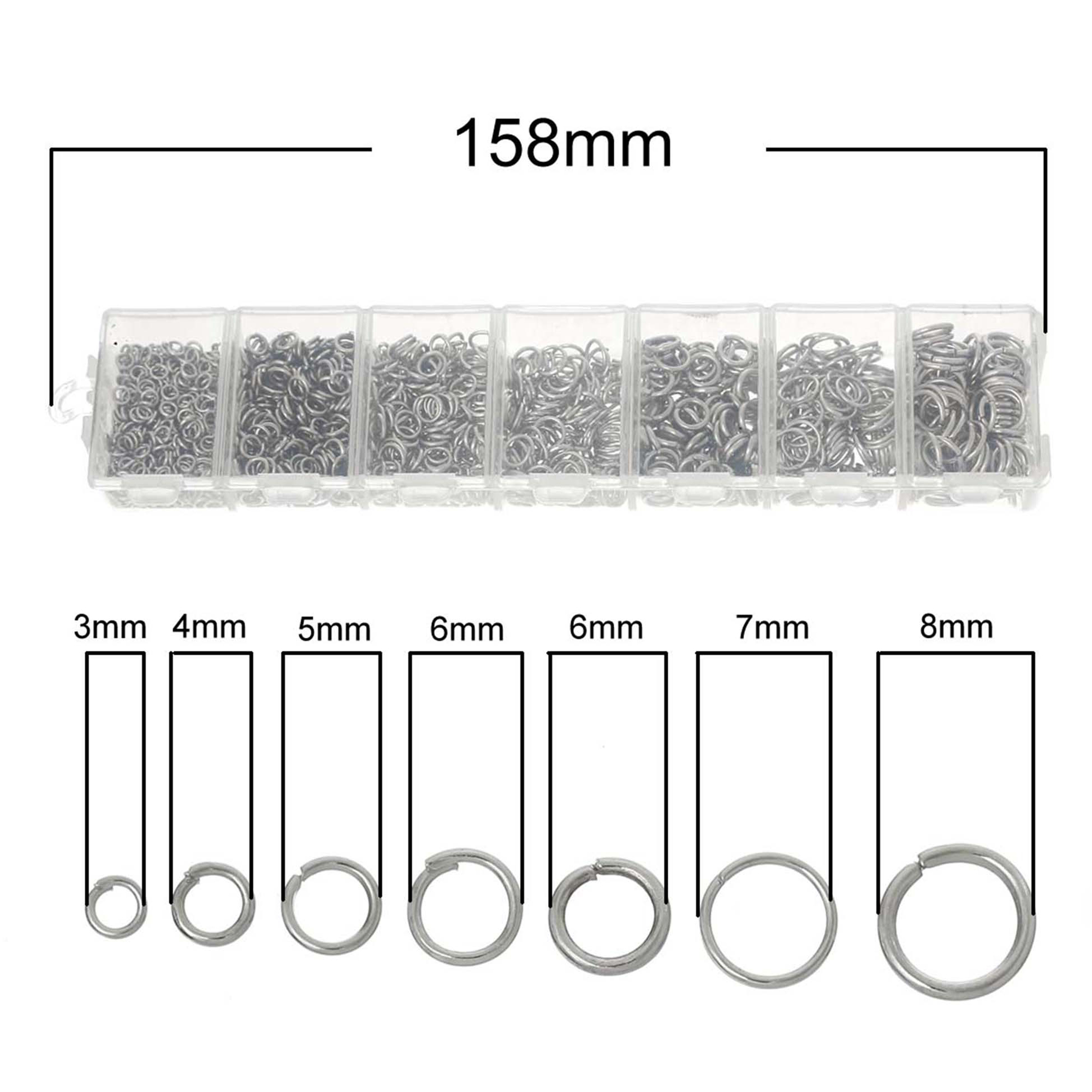1500 Biegeringe Mix Box 3-9 mm Ösen Verbinder Binderinge Verbindungsringe Ring