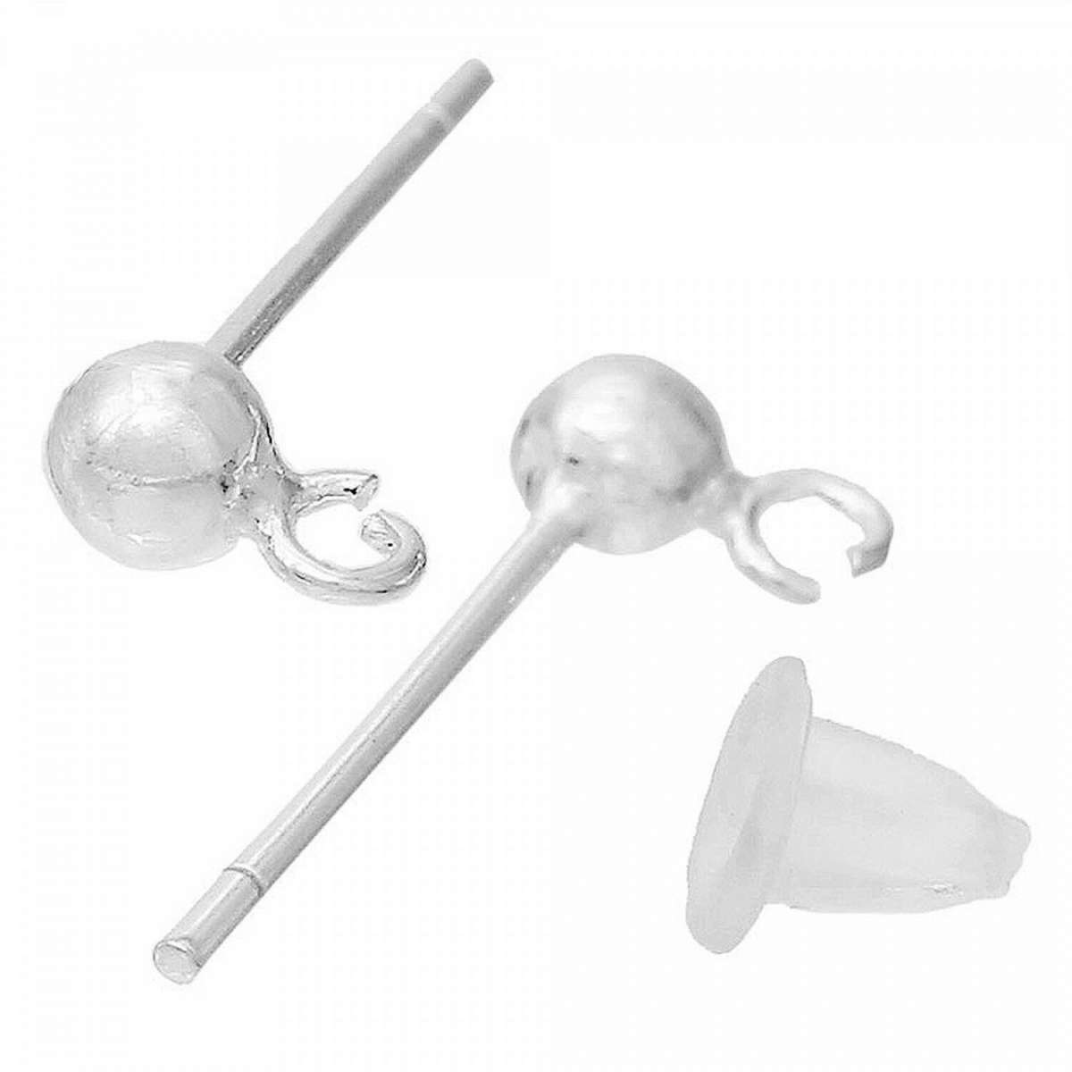 Creolen Ohrringe 925 Sterling Silber Mit Synthetischer Perle 6mm-1591