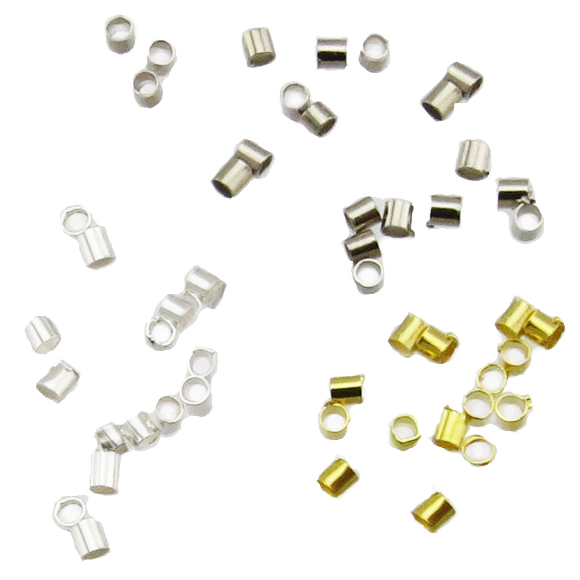 100 Quetschkugeln 2 x 2,5 mm silber gold Kugel Quetschperlen Quetschteile crimps