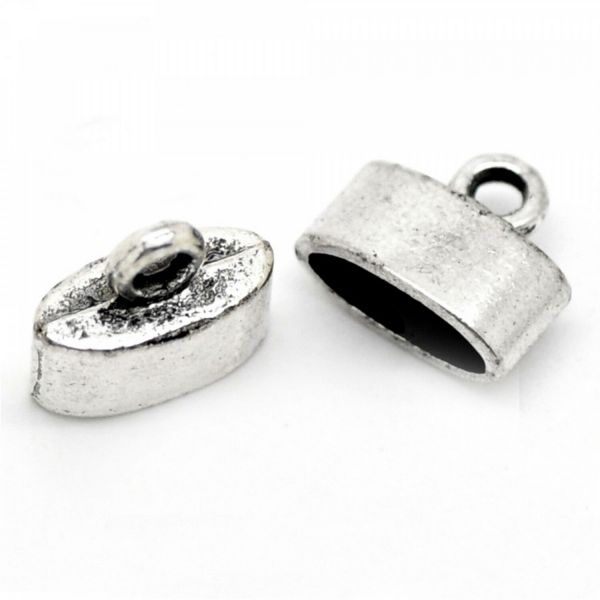 10 Endkappen flach 12x10mm für 3,5x9,5mm Band silber Endstücke Endhülsen kleben