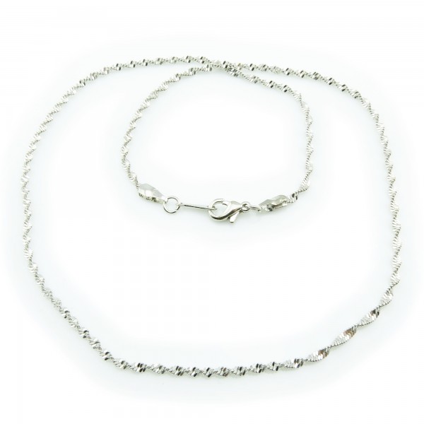 Singapurkette 2mm x 43cm antiksilber gedreht mit Karabiner Halskette Kette