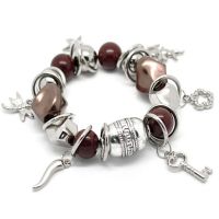 Armband elastisch 20cm silber braun Damen Bettelarmband Perlenarmband Armband elastisch 20cm silber braun Damen Bettelarmband Perlenarmband