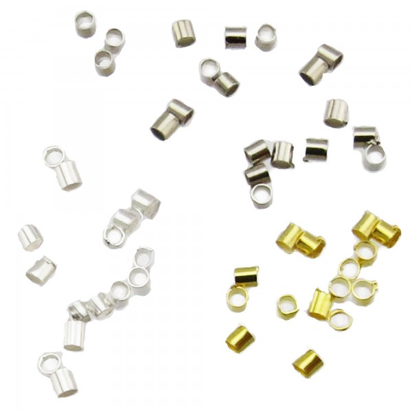 100 Quetschröhrchen 2x2mm Loch 1,8mm silber gold Röhrchen Quetschperlen crimps