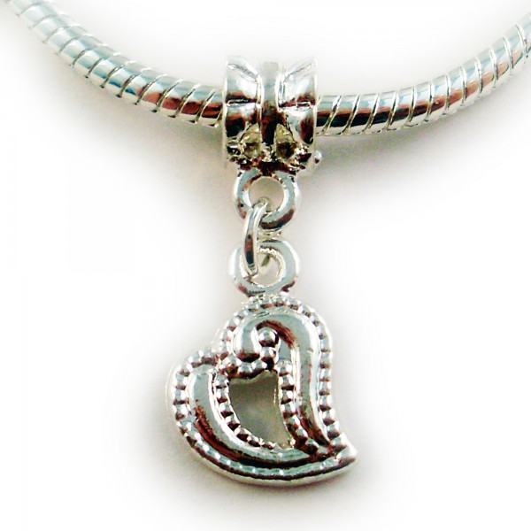 Herz Dangle 28mm silber European Bead Großloch Modulelement Anhänger charm Liebe