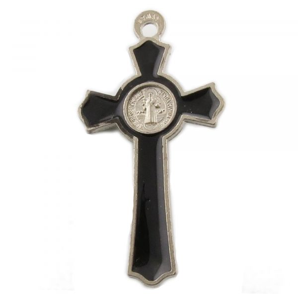 Kreuz Anhänger 53mm XL silber Emaille schwarz Kreuz-Anhänger rosary