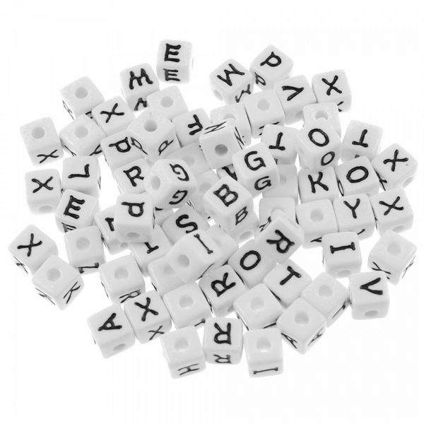 35 XL Buchstaben Perlen 12mm weiß Alphabet ABC Würfel Namen Armband letter beads
