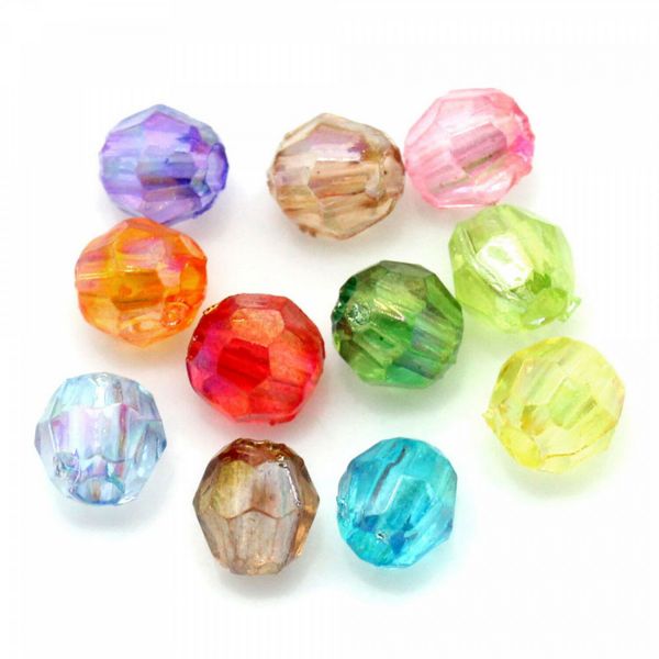 200 Perlen AB Schimmer 4x4mm facettiert Farb Mix Lichteffekt Acryl faceted beads