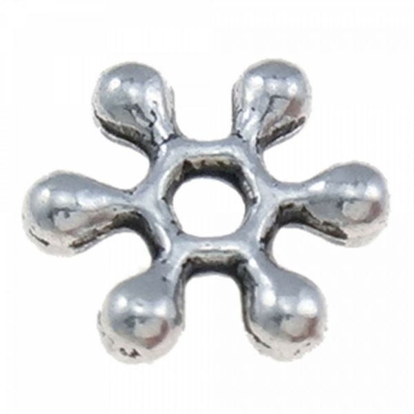 50 Blumen Zwischenperlen 7mm silber Blümchen Spacer Metall Flocke Zierperle