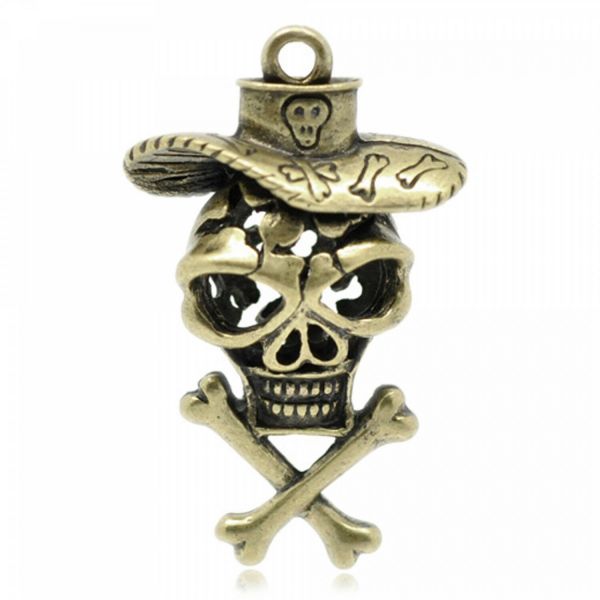 Anhänger Totenkopf 4,5cm oder Geldsack 3,9cm XL 3D bronze skull Cowboy $ Dollar