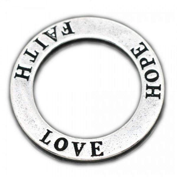 1/18x Ring Verbinder XL 22mm silber bronze Schmuck Anhänger LOVE HOPE FAITH JOY