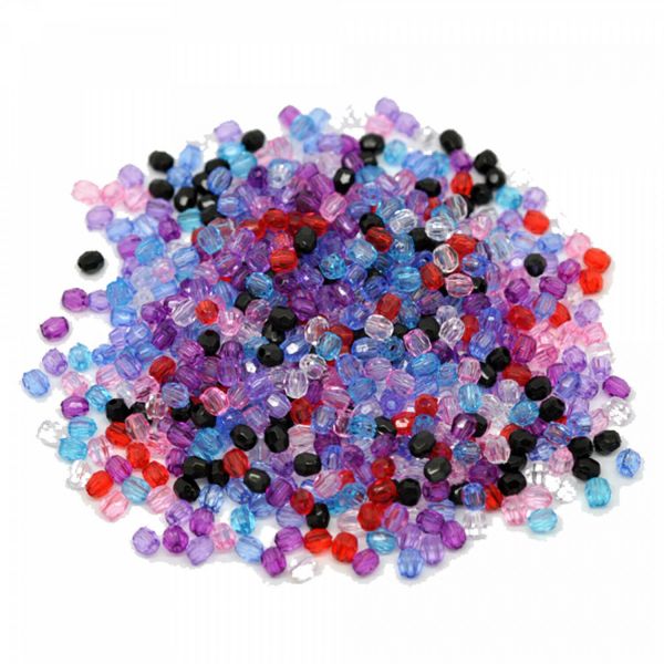 200 facettierte Perlen 4mm Farben Mix Kunststoff Acryl faceted Spacer Bead klein
