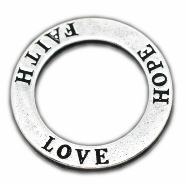 10 Ring Verbinder XL LOVE HOPE FAITH 22mm silber bronze Anhänger charm pendant