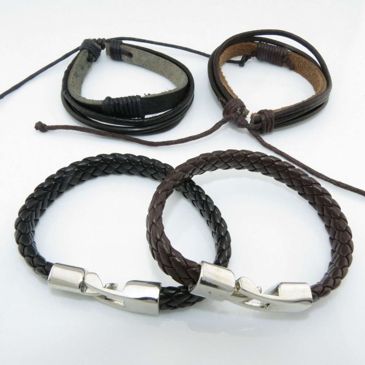 PROSTEEL Herren Armband Geflochten - Kunstleder Mit Edelstahl Verschluss