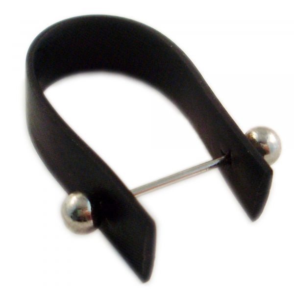 Wechselring 3x4cm mit Kugel Wechselstab aus Kautschuk schwarz silber Perlen Ring