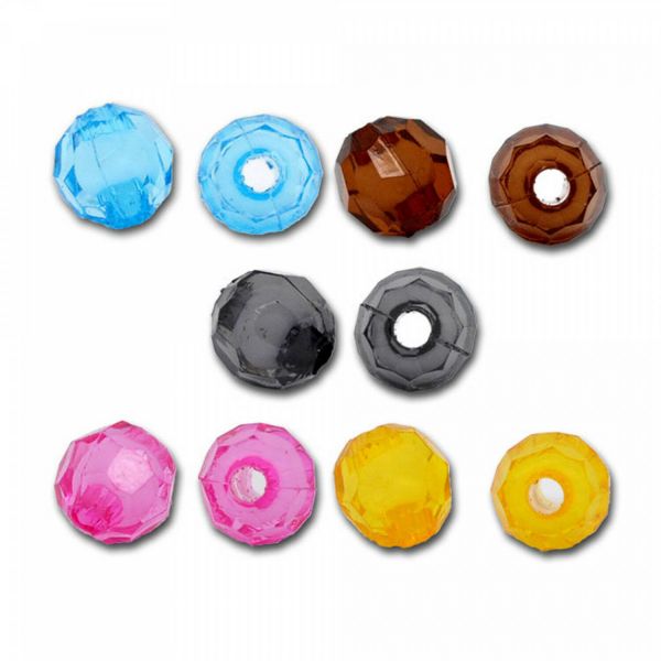 200 facettierte Perlen 6mm Farben Mix Kunststoff Acryl faceted Zwischenperle Top