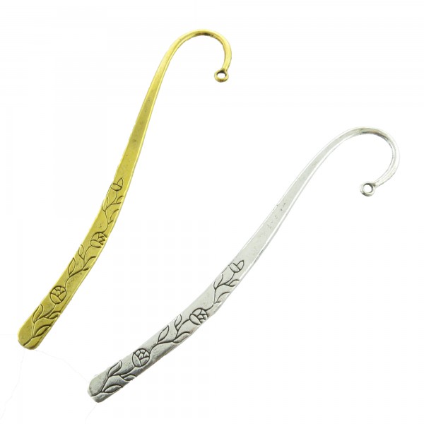 Lesezeichen Rohling mit Blumen 12cm groß silber massiv Buch Seitenmerker basteln