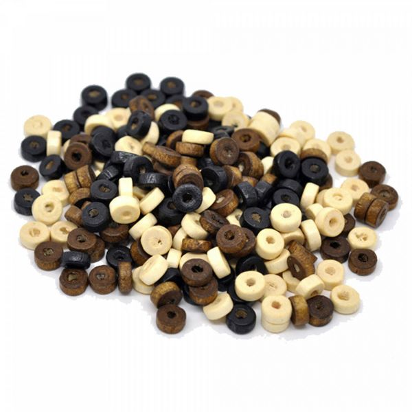 200 Holzperlen Rondelle 3,5x8mm beige braun schwarz Mix Holz Perlen bead Scheibe