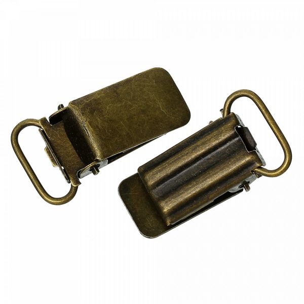 5 Schnullerketten Clips 3,3x1,8cm bronze Hosenträger Baby Schnulli Schnuller