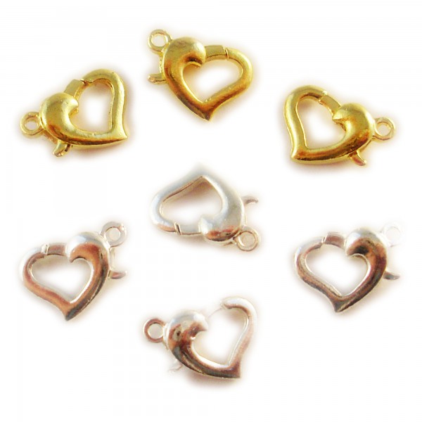5 Herz Karabiner Verschlüsse 13mm silber gold Herzen Verschluß lobster Schließe