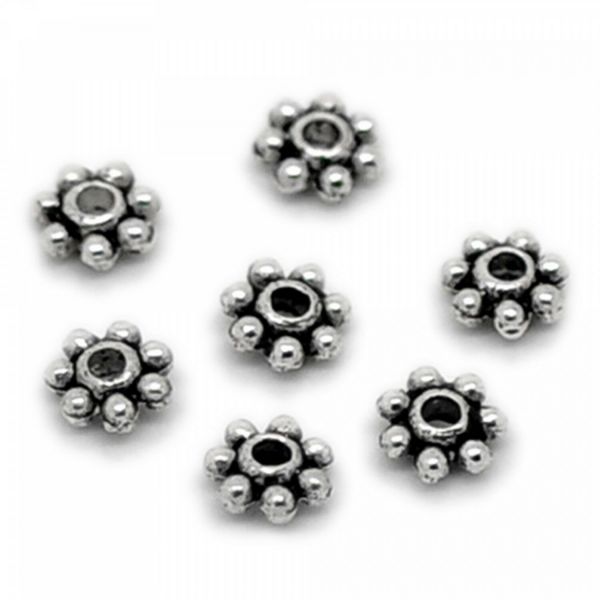 50 Blümchen Zwischenperlen 4mm Gänseblümchen Blume silber klein winzig süß Perle