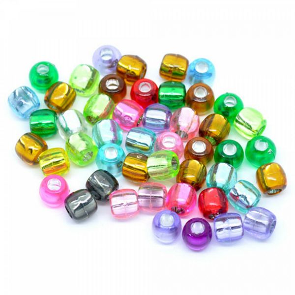 30 Silberfolie Perlen 7mm oval bunter Mix Folie Muster Spacer Bead Acryl Design