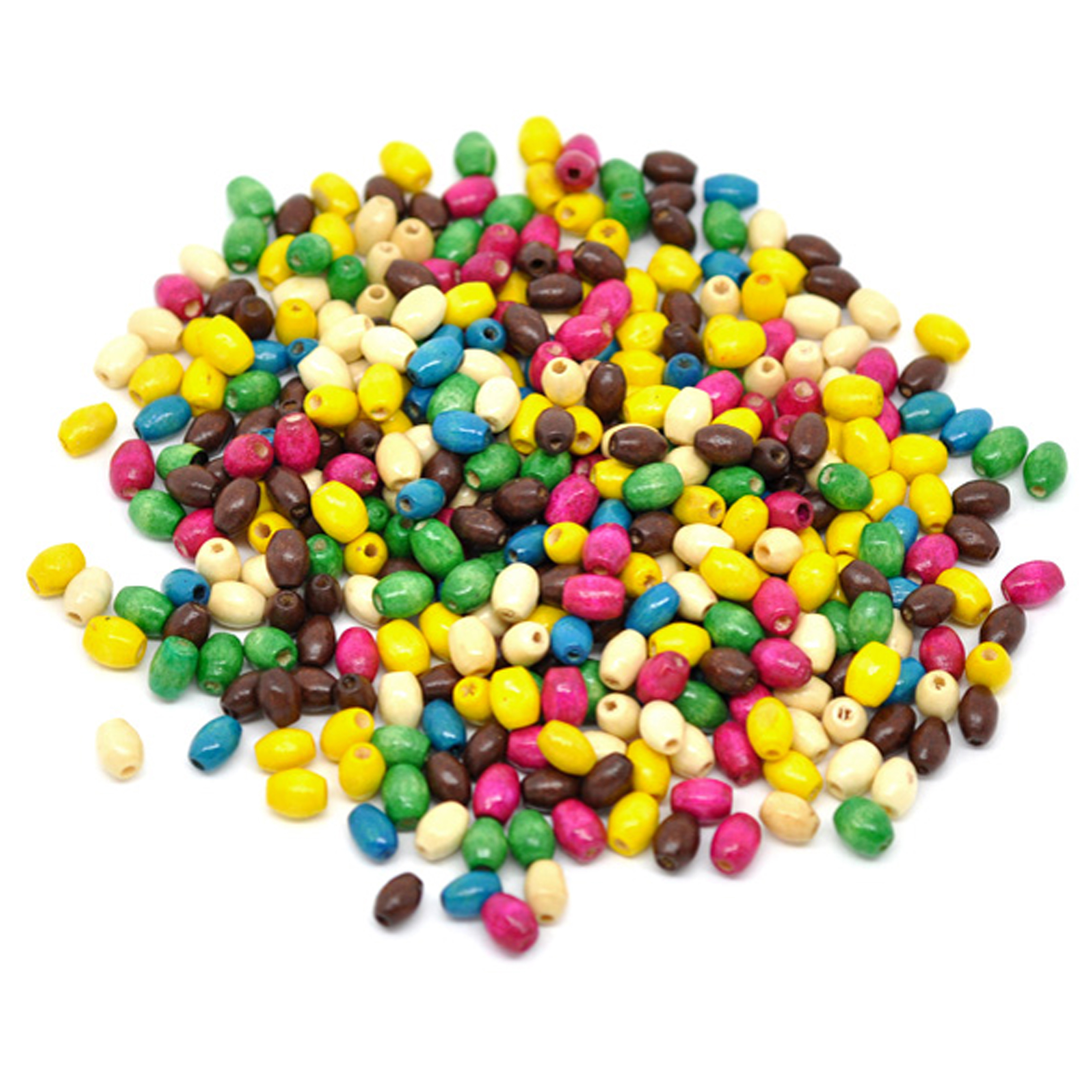 200 Holz Perlen oval 6x4mm bunt Mix Holzperlen Spacer Zwischenperlen