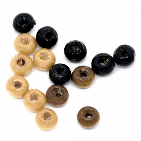 200 Holzperlen 4x3mm beige braun schwarz Mix Rondelle Scheibe wood beads Perlen