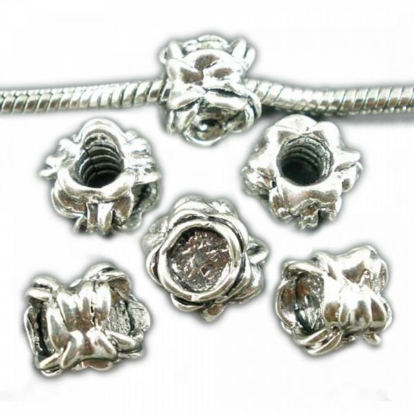 Blumen Stopper für European Beads 11mm silber Schraubgewinde Perlen Rondelle