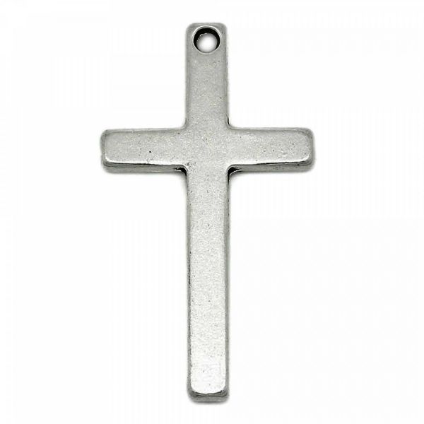 Kreuz Anhänger 52mm XL schlicht silber für Kette Halskette Rosenkranz charm