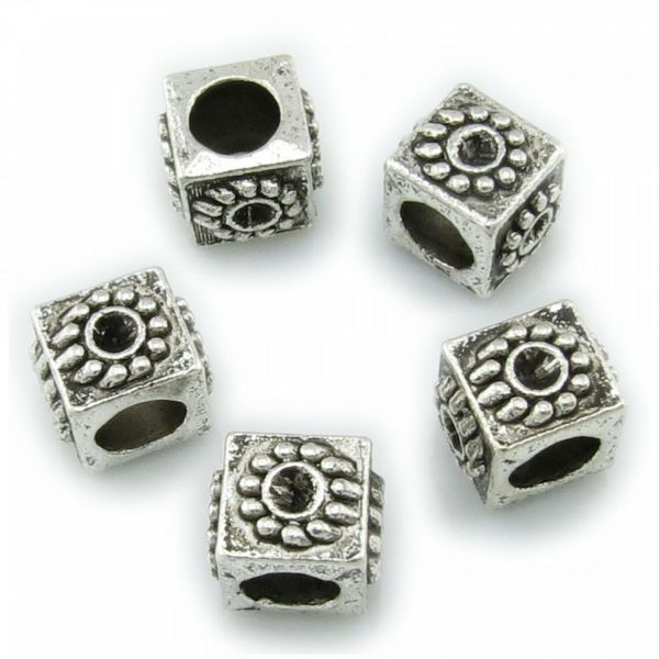 5 European Beads 9x7mm Sonne Fädelloch 4,8mm silber Spacer Blume Kreis Großloch