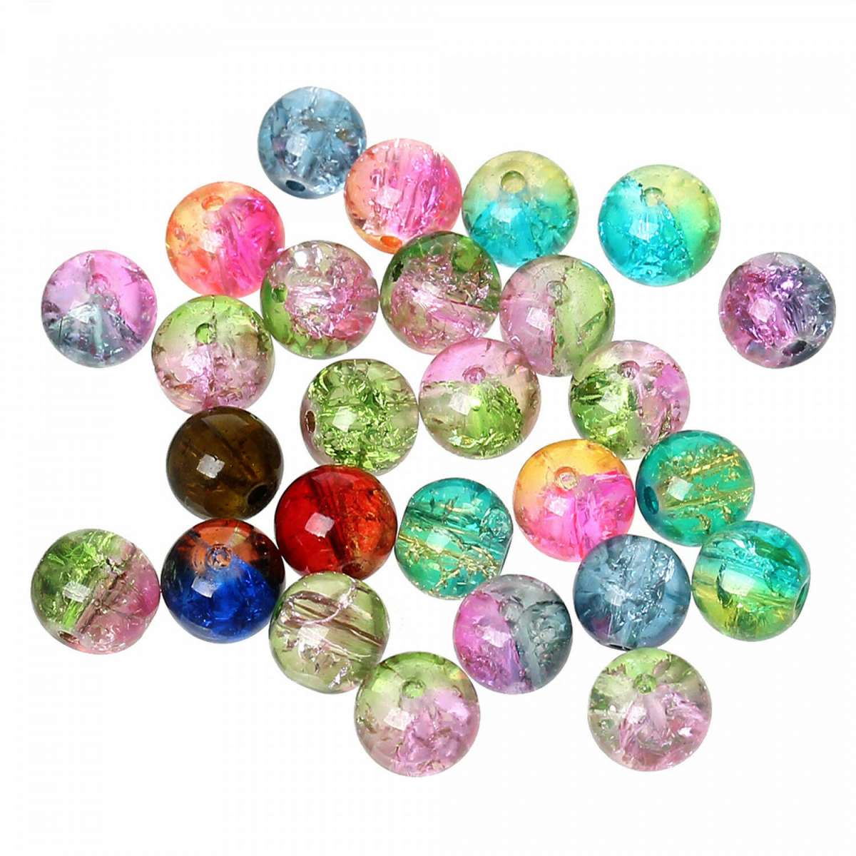 600 Pz 24 Colori Perline Di Vetro Craquelé Trasparente All'ingrosso - Foto 6