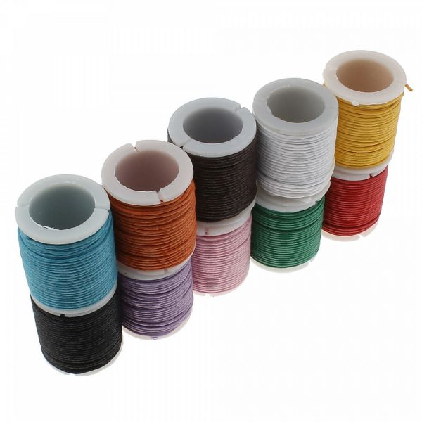 100m Wachsband 1mm (0,10€ pro m) im Farbenmix (10x 10m) Wachsschnur Band bunt