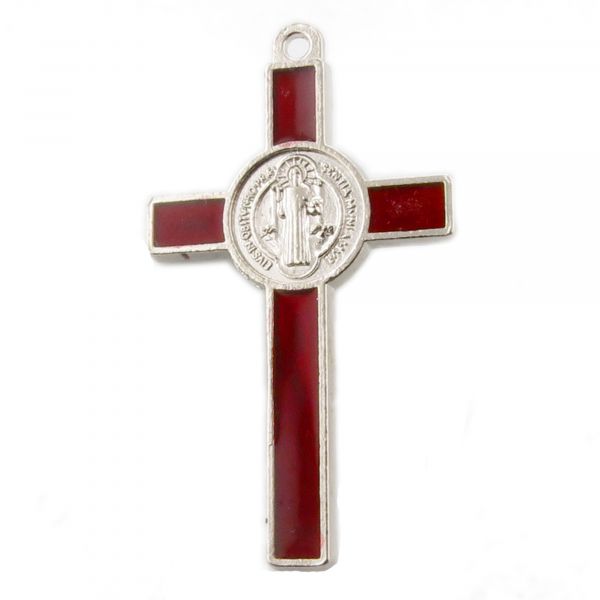 Kreuz Anhänger 53mm XL silber Emaille rot Anhänger INRI Kruzefix charm