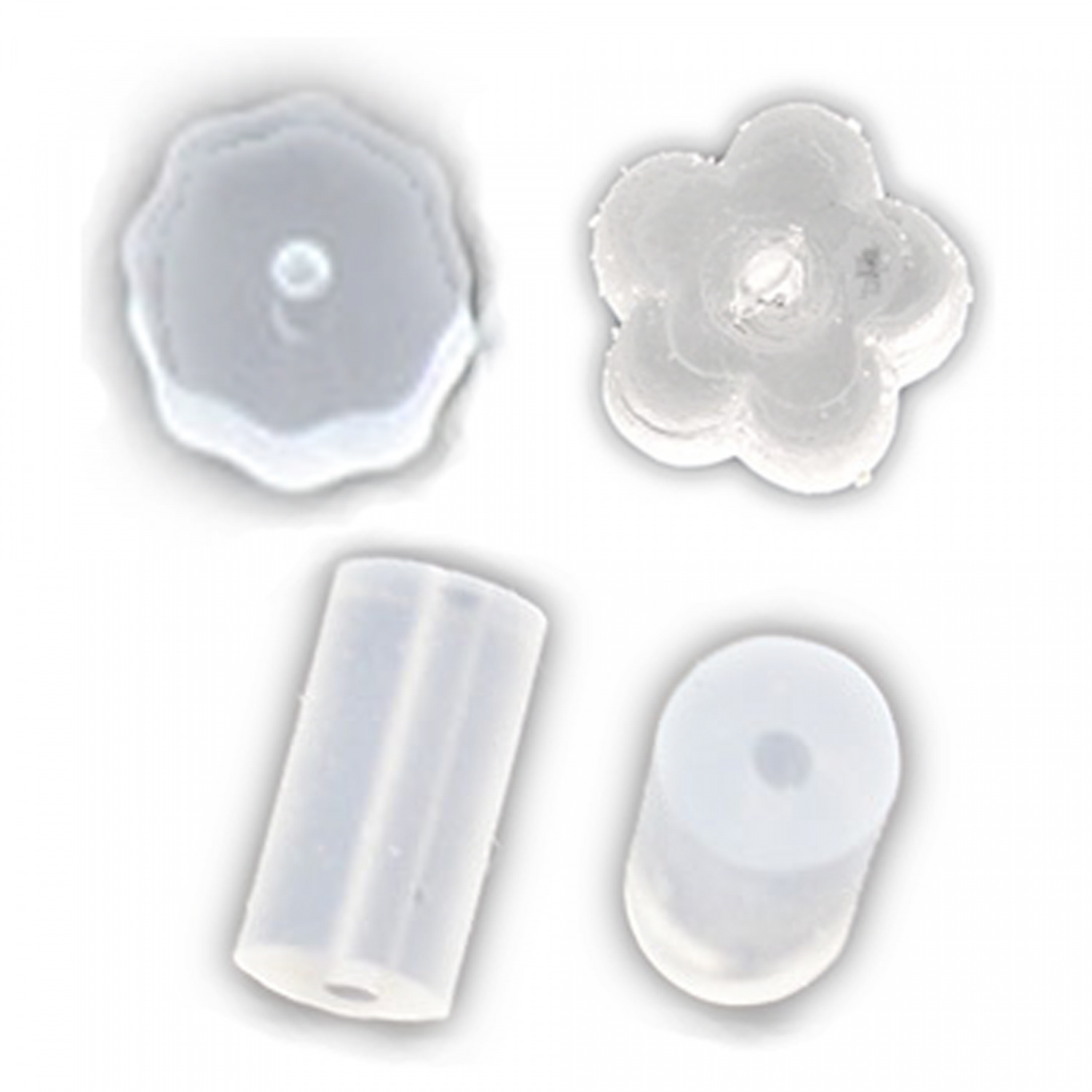 50 Earring Plastic White Flower Cylinder Stopper Closure 50 Of Earring Plastic White Flower Stopper Cap Ear Nut Cylinder