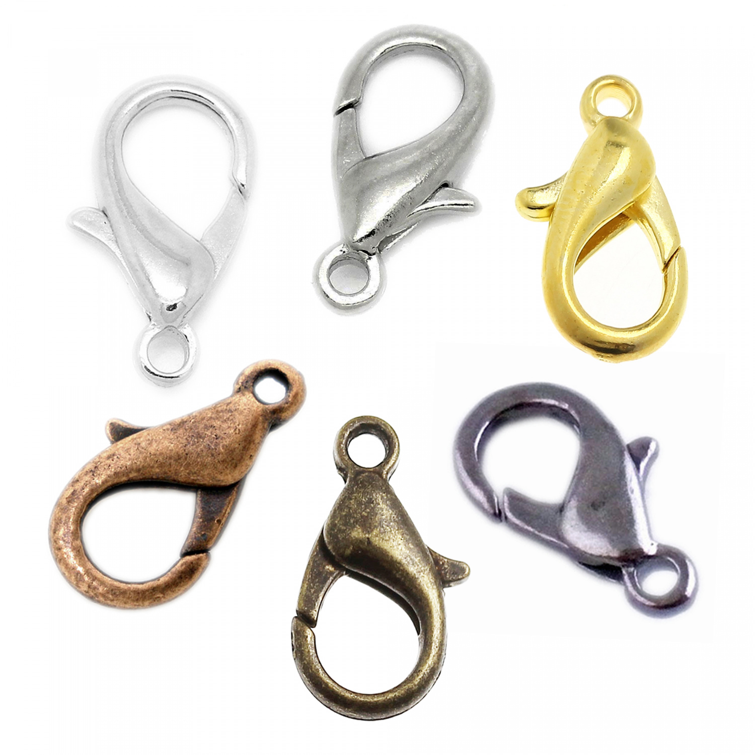 10 Karabiner XL 11x21mm silber gold kupfer bronze schwarz Verschluss 2,1cm groß