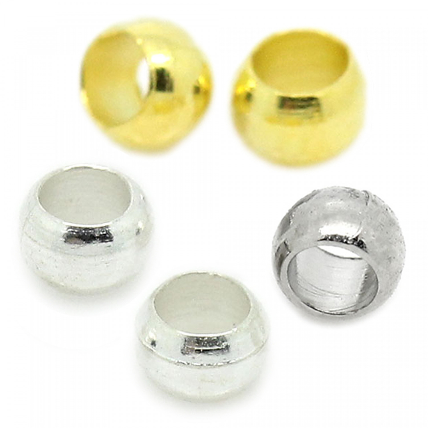 Pinch balls 2 mm x 2.5 mm 100 piece Antique Silver