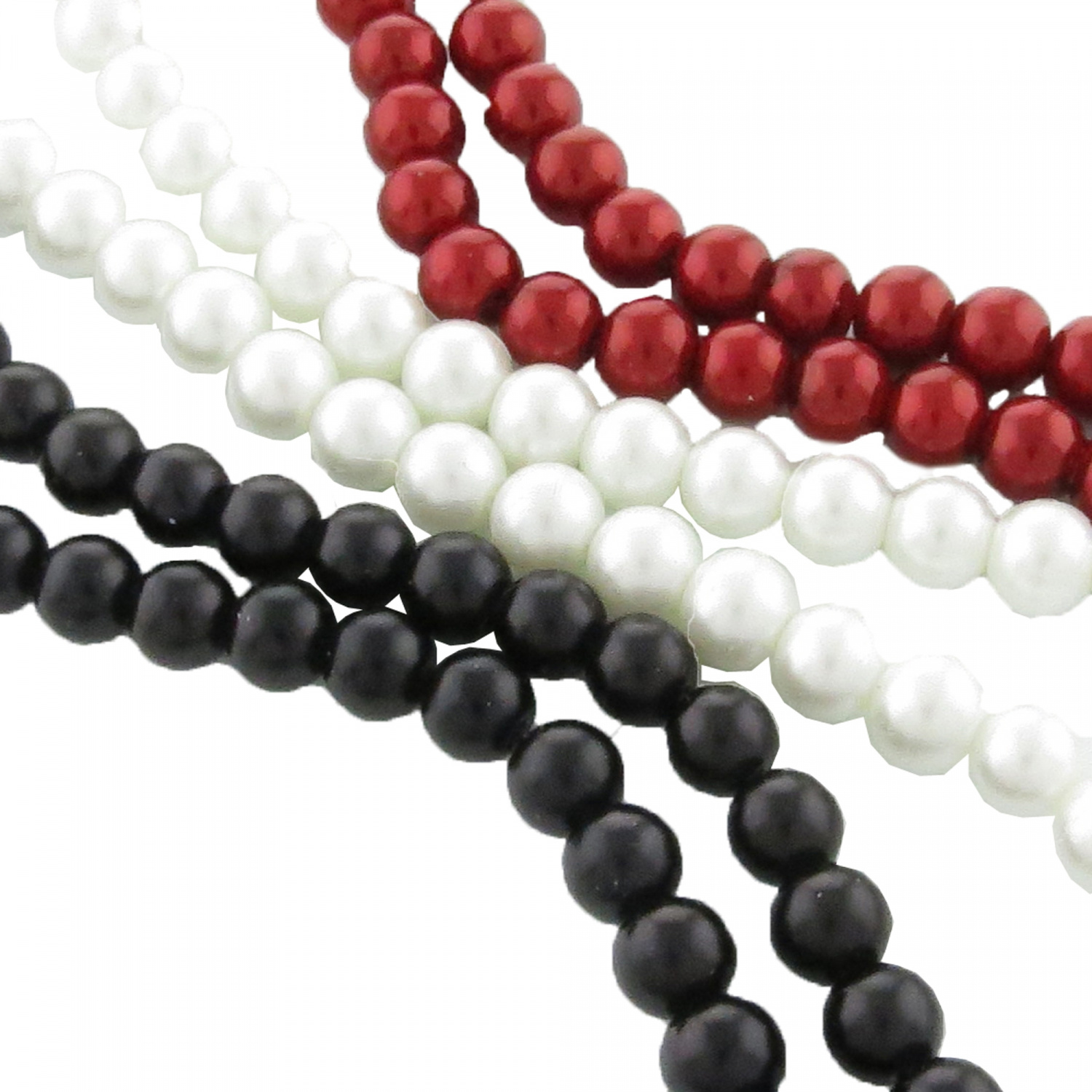 Strang gestreifte weiß rot blau Glasperlen aus Ghana Trade Beads 6 mm